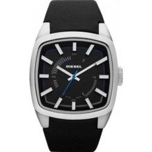 Diesel Men's DZ1530 Black Leather Quartz Watch with Black Dial