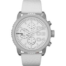 Diesel Men's DZ5330 White Leather Quartz Watch with White Dial