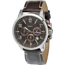 DKNY Men's NY1324 Brown Leather Quartz Watch with Brown Dial