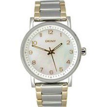 DKNY Two-Tone Stainless Steel Bracelet White Mother-of-Pearl Dial