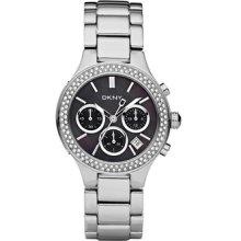 Dkny Watch Ny8270 Black Mop Chronograph Silver Steel For Women.