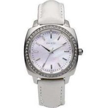 Dkny White Leather Mop Pearl Dial,crystals-ny8001