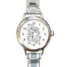 Dragon Tattoo Round Italian Charm Watch 18