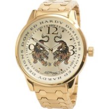 Ed Hardy Stellar Tiger Watch Men's - Gold