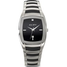 Elgin Men's Black & Silvertone Dress Watch