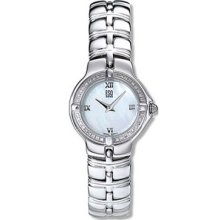 Esq By Movado Women's Stainless Mother Of Pearl Diamond Bracelet Watch 07101113