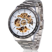 Fashion Coloring Automatic White Gold Men's Watch