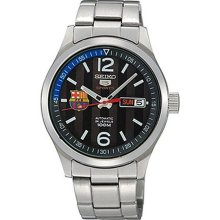 FC Barcelona Stainless Steel Case and Bracelet Black Dial Day and Date