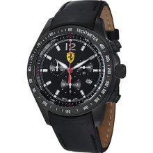 Ferrari Men's Black Calfskin Stainless Steel Watch