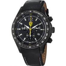 Ferrari Men's 'scuderia' Black Dial Black Leather Strap Quartz Watch