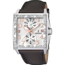 Festina Women's Dream F16570/5 Brown Leather Quartz Watch with Silver Dial