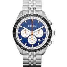 Fossil 'Edition Sport' Chronograph Watch, 45mm Silver/ Blue