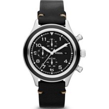 FOSSIL FOSSIL Compass Chronograph Leather Watch - Black