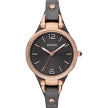 Fossil Georgia ES3077 Black Leather Women's Watch