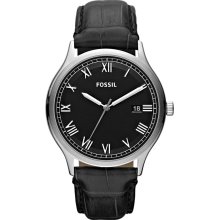 Fossil Menâ€™s Angel Black Leather Watch Fs4746 With Date 50m