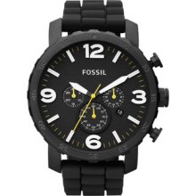 Fossil Mens Jr1425 Nate Black Silicone Watch