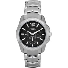 Fossil Mens Stainless Steel Black Dial Watch