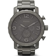 Fossil Nate Chronograph Stainless Steel Watch - Smoke - JR1400