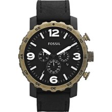 Fossil Nate Stainless Steel and Leather - Black Men's watch