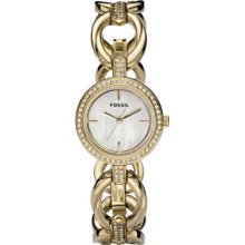 Fossil Women's ES2844 Gold Stainless Steel Quartz Watch with White Dial