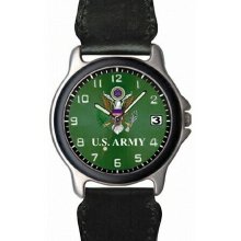 Frontier Watches US Army Leather-Nylon Strap Watch