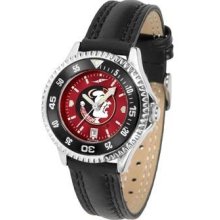 FSU Florida State Seminoles Ladies Leather Wristwatch