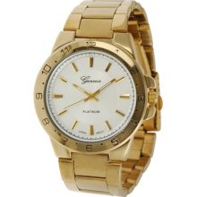Geneva Platinum Men s Quartz Bracelet Watch GOLD / WHITE