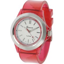 Geneva Platinum Women's Red Translucent Watch