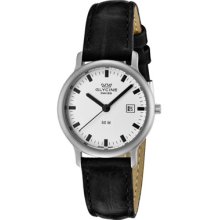 Glycine Watches Women's Stainless White Dial with Black Index White Di