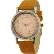 Gold Hour Markers Design Quartz Analog Watch for Women (Khaki) - Metal