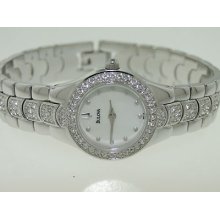 Gorgeous Bulova Stainless Steel Crystal Mop Dial Women's Watch