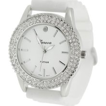 Gp By Brinley Co. Womens Platinum Rhinestone Watch