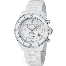 Grovana Watches Men's Chronograph White Dial White Ceramic White Cera