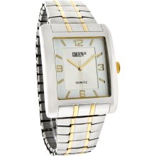 Gruen II Quartz Mens Rectangular 2Tone Expansion Stretch Watch GR073