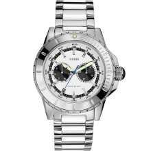 GUESS Stainless Steel/White Rubber Waterpro Br