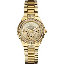 Guess Women U0111l2 Gold Shimmers Multi Function Crystals Watch