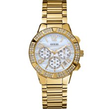 GUESS Yellow Gold-Tone Crystal Sport Chronogra