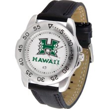 Hawaii Warriors Logo- Mens Sport Leather Watch