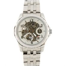 IK-98127G-3 Skeleton Mechanical Men's Wrist Watch (White)