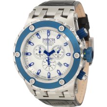 Invicta 10086 Men's Subaqua Reserve Silver Dial Blue Bezel Leather Str