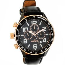 Invicta Black 11252 Men'S 11252 Ceramics Chronograph Black Dial Black Leather Watch