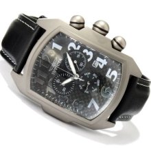 Invicta Men's Lupah Quartz Chronograph Titanium Leather Strap Watch BLACK