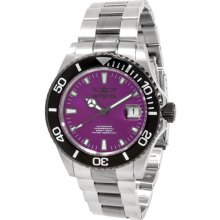 Invicta Men's Stainless Steel Pro Diver Automatic Purple Dial Rotating Black Belzel 10497