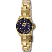 Invicta Women's Pro Diver Blue Dial 18k Yellow Gold Plated