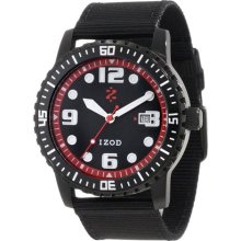 Izod Men's IZS3/3.Black.Red Black Nylon Quartz Watch with Red Dia ...