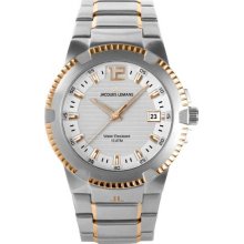 Jacques Lemans Men's Two Tone Stainless Steel PowerChrono White Dial 1-1454K