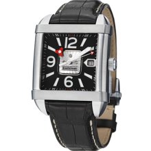 Jean Richard Watches Men's Paramount Square Black/Silver Dial Black Ge