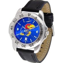 Kansas Jayhawks KU Men's Leather Band Sports Watch