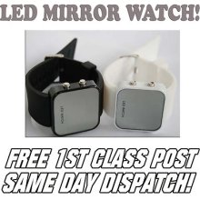 Led Mirror Digital Sports Jelly Wrist Watch - Uk