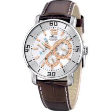 Lotus Men's Multifunction L15430/7 Brown Leather Quartz Watch With White Dial